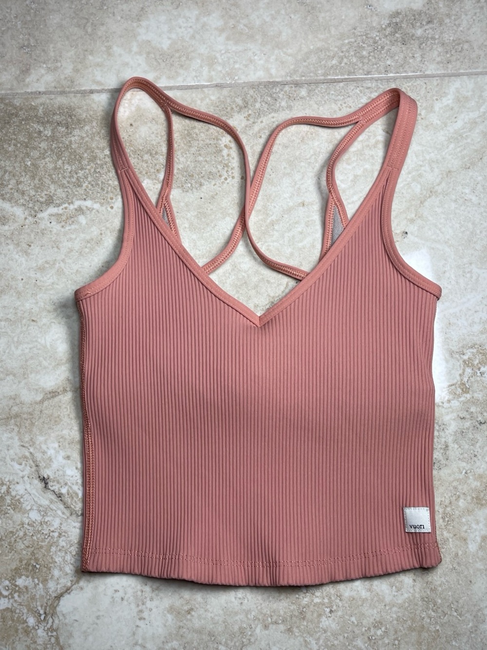 Vuori Ribbed Crop Tank Top with Criss Cross Back Size XS